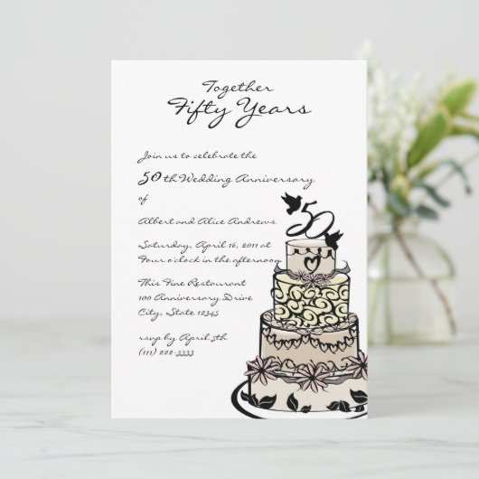 Invitation Gâteau d'anniversaire de mariage (Debout devant)