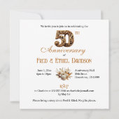 INVITATION GÂTEAU D'ANNIVERSAIRE DE MARIAGE ÉLÉGANT 50 ANS (Dos)
