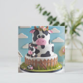 INVITATION GÂTEAU D'ANNIVERSAIRE DE VACHE COMIQUE (Debout devant)