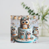 INVITATION GÂTEAU D'ANNIVERSAIRE DÉCORÉ À THÈME OWL (Debout devant)