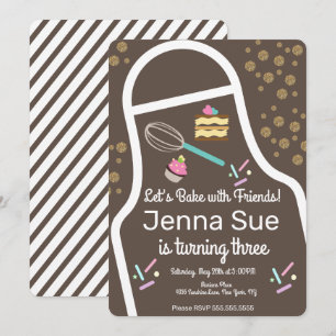 Invitation Gâteau d'anniversaire décoré de Cupcake Sparkly Sp