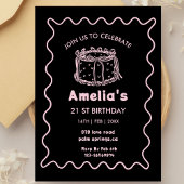 Invitation Gâteau d'anniversaire dessiné à la main avec des v