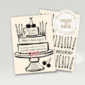Invitation Gâteau d'anniversaire dessiné à la main Funky Part