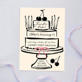 Invitation Gâteau d'anniversaire dessiné à la main Funky Part