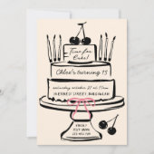 Invitation Gâteau d'anniversaire dessiné à la main Funky Part (Devant)