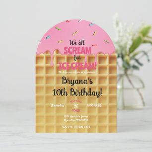 Invitation Gâteau d'anniversaire en gaufrette au cône de glac