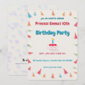 Invitation Gâteau d'anniversaire et Casquettes (Devant / Derrière)