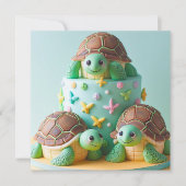 INVITATION GÂTEAU D'ANNIVERSAIRE FANCY TORTUE  (Devant)