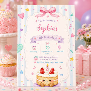 Invitation Gâteau d'anniversaire fantaisiste Mignon Personnal
