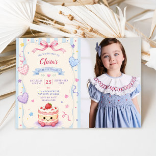 Invitation Gâteau d'anniversaire fantaisiste Photo couleur pe