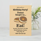 Invitation Gâteau D'anniversaire Fête Donut Sucré (Debout devant)
