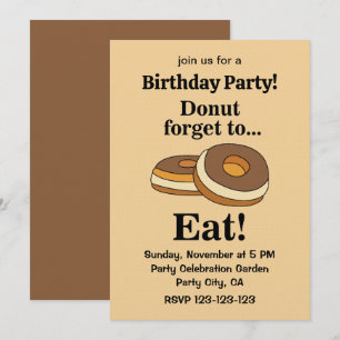 Invitation Gâteau D'anniversaire Fête Donut Sucré