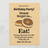 Invitation Gâteau D'anniversaire Fête Donut Sucré (Devant)