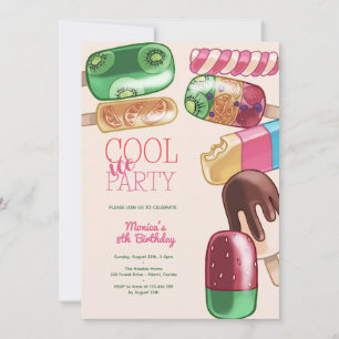 Invitation gâteau d'anniversaire fête popsicle glace aquarell