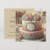 INVITATION GÂTEAU D'ANNIVERSAIRE FLEURIS COLORÉ ÉMODIFIABLE (Devant / Derrière)