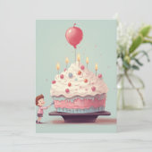Invitation Gâteau d'anniversaire, glace, anniversaire (Debout devant)