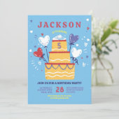 Invitation Gâteau d'anniversaire Inviter Blue Boys Balloons P (Debout devant)