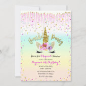 Invitation Gâteau d'anniversaire Licorne Pastel Arc-en-ciel G (Devant)
