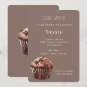 Invitation Gâteau D'anniversaire Muffin Chocolat Chip (Devant / Derrière)
