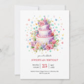 Invitation Gâteau d'anniversaire pastel anniversaire (Devant)