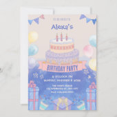 Invitation Gâteau d'anniversaire pastel violet (Devant)