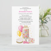 Invitation Gâteau d'anniversaire pour adolescente Fête  (Debout devant)