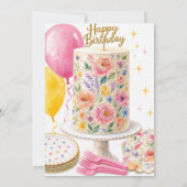 Invitation Gâteau d'anniversaire pour adolescente Fête  (Dos)