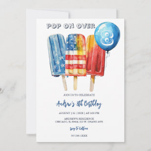 Invitation Gâteau d'anniversaire pour garçon de 8 ans pour un