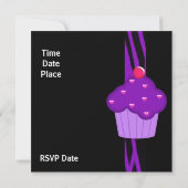 Invitation Gâteau d'anniversaire rayure violette (Dos)