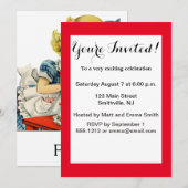 Invitation Gâteau d'anniversaire rétro pour fille - Chat - De (Devant / Derrière)