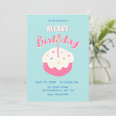 Invitation Gâteau d'anniversaire rose bleu (Debout devant)