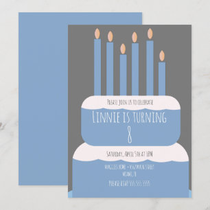 Invitation Gâteau d'anniversaire simple avec bougies de fête 