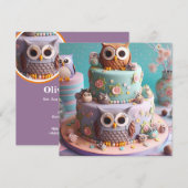 INVITATION GÂTEAU D'ANNIVERSAIRE THÉMATÉ CHOUETTE AUX YEUX GR (Devant / Derrière)
