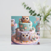 INVITATION GÂTEAU D'ANNIVERSAIRE THÉMATÉ CHOUETTE AUX YEUX GR (Debout devant)