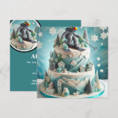 INVITATION GÂTEAU D'ANNIVERSAIRE THÉMATIQUE SKI D'HIVER  (Devant / Derrière)