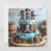 INVITATION GÂTEAU D'ANNIVERSAIRE THÉMATIQUE TROIS PIRATES AMU (Devant)