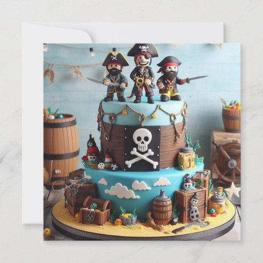 INVITATION GÂTEAU D'ANNIVERSAIRE THÉMATIQUE TROIS PIRATES AMU (Devant)