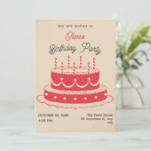 Invitation Gâteau d'anniversaire vintage (Debout devant)