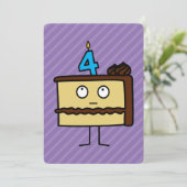 Invitation Gâteau de 4e anniversaire avec bougies (Debout devant)