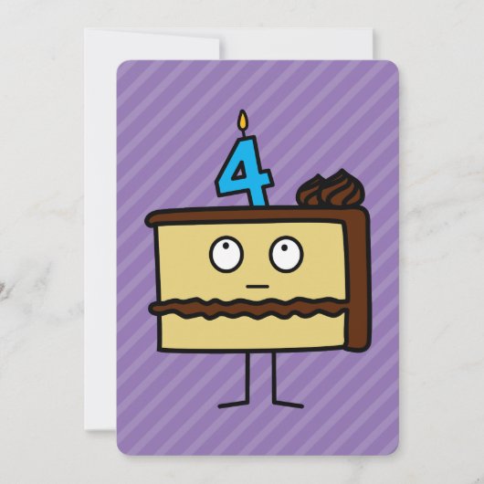 Invitation Gâteau de 4e anniversaire avec bougies (Devant)