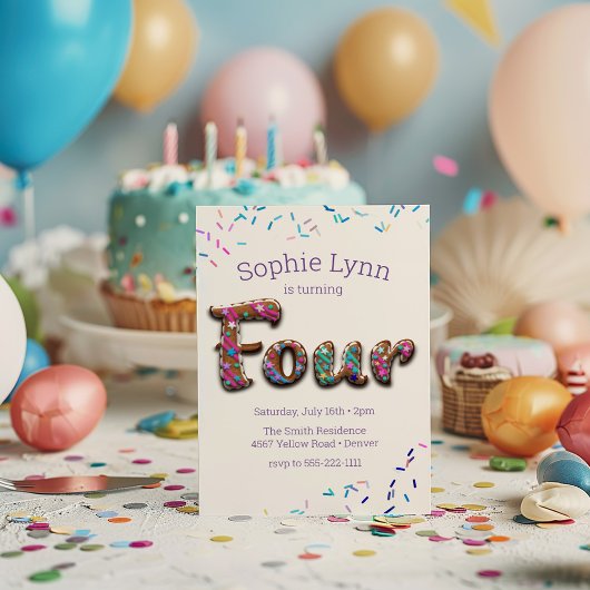 Invitation Gâteau de biscuits du 4e anniversaire