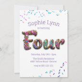 Invitation Gâteau de biscuits du 4e anniversaire (Devant)