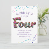 Invitation Gâteau de biscuits du 4e anniversaire (Debout devant)