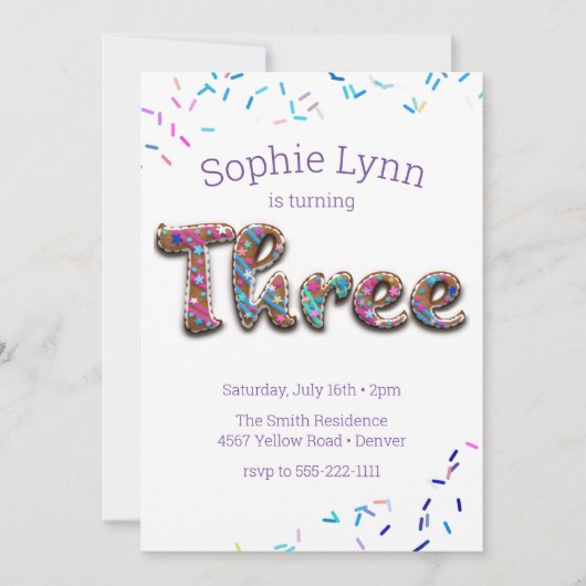 Invitation Gâteau de biscuits pour le 3e anniversaire (Devant)