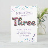 Invitation Gâteau de biscuits pour le 3e anniversaire (Debout devant)