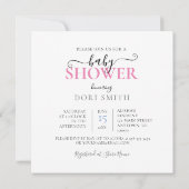 INVITATION GÂTEAU DE BOUTEILLES ROSE, BABY SHOWER (Dos)