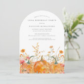 Invitation Gâteau de citrouille de 100e anniversaire Fleur sa (Debout devant)