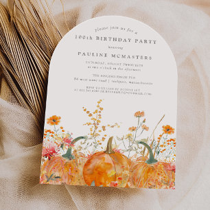 Invitation Gâteau de citrouille de 100e anniversaire Fleur sa