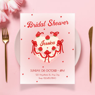 Invitation Gâteau de cœur mignon rouge pour la douche de mari