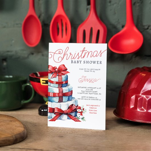 Invitation Gâteau de couche pour Noël Fête de bébé